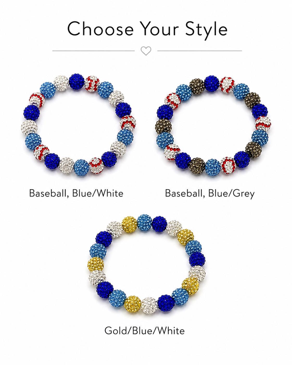 LA Baseball Rhinestone Bracelet- Blue