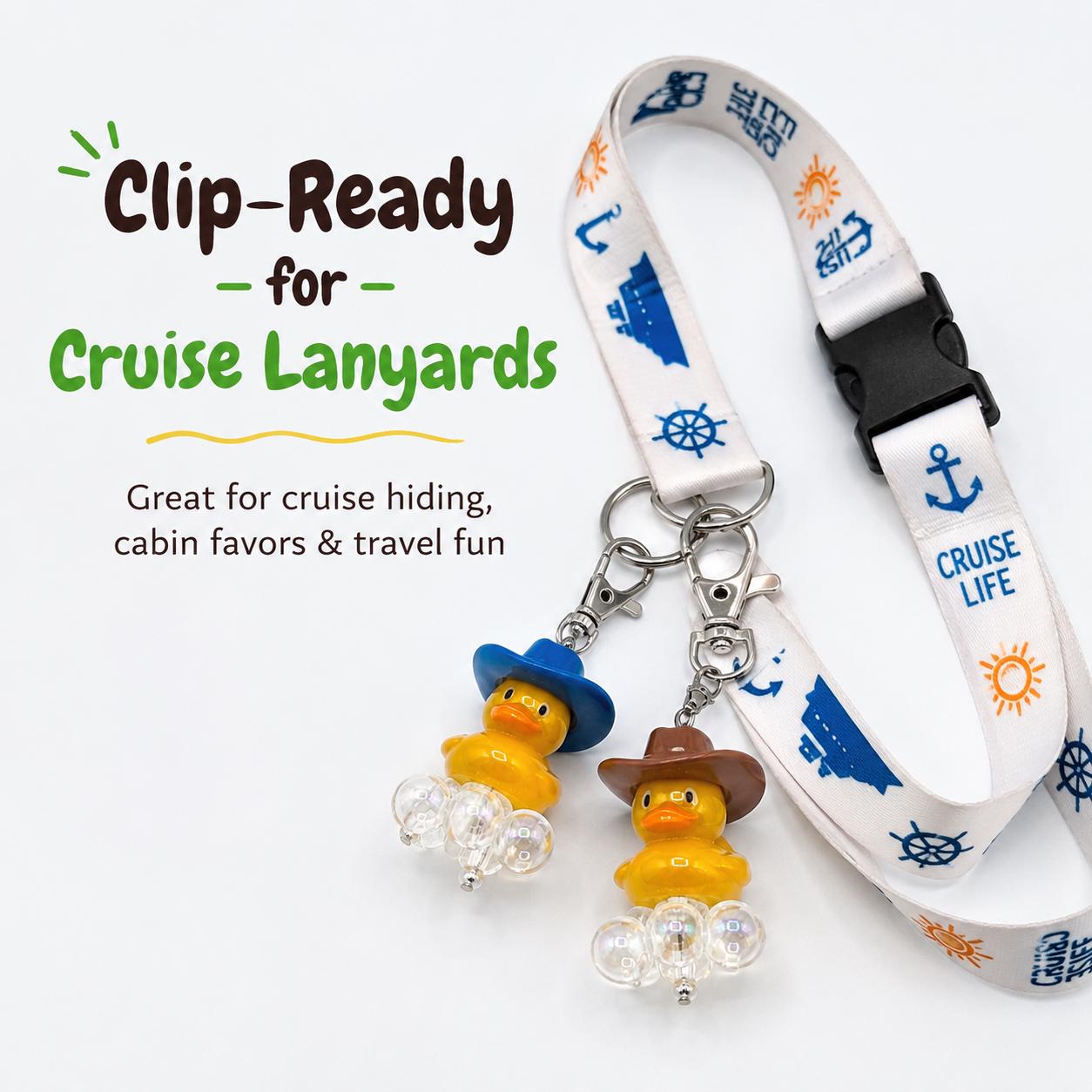 Cowboy Cruising Duck Keychains, Bulk Cruise Ship Hiding Ducks, Western Theme Jeep Ducking Charm, Fish Extender Gift, Vacation Cabin Favors