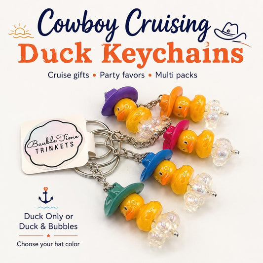 Cowboy Cruising Duck Keychains, Bulk Cruise Ship Hiding Ducks, Western Theme Jeep Ducking Charm, Fish Extender Gift, Vacation Cabin Favors
