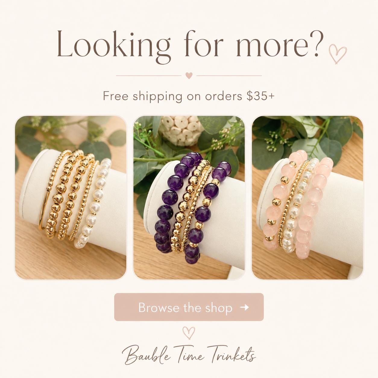Beaded Bracelet: Green Glass Beads - 14k Gold Filled Spacers - Stretchy, No Clasp Design