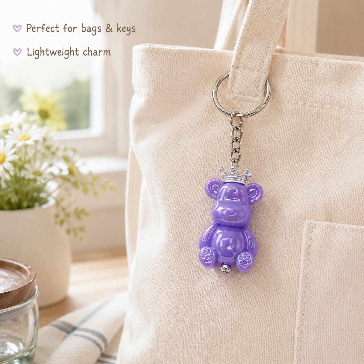 Royal Teddy Bear Keychain, Colorful Crowned Bear Bag Charm, Cute Princess Kawaii Key Ring, Party Favor Gift