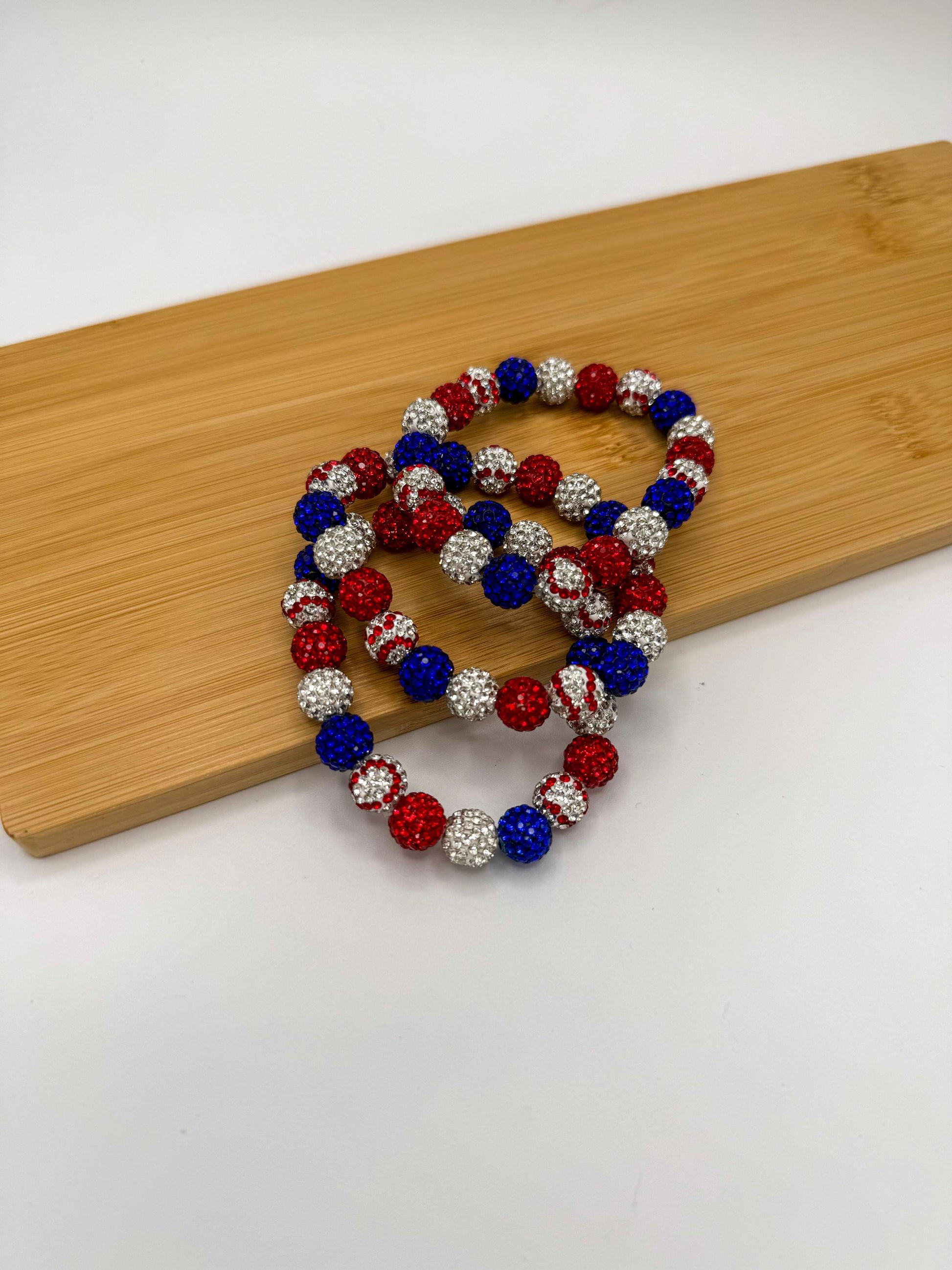 Baseball Drip Rhinestone Bracelet, Red White Blue Sparkle Team Colors Jewelry, Baseball Mom Gift, End of Season Team Gifts