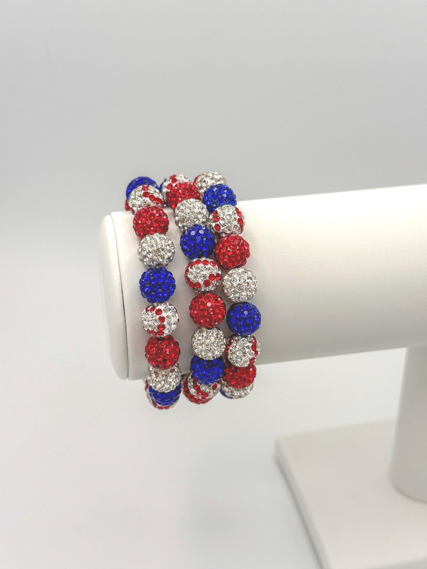 Baseball Drip Rhinestone Bracelet, Red White Blue Sparkle Team Colors Jewelry, Baseball Mom Gift, End of Season Team Gifts