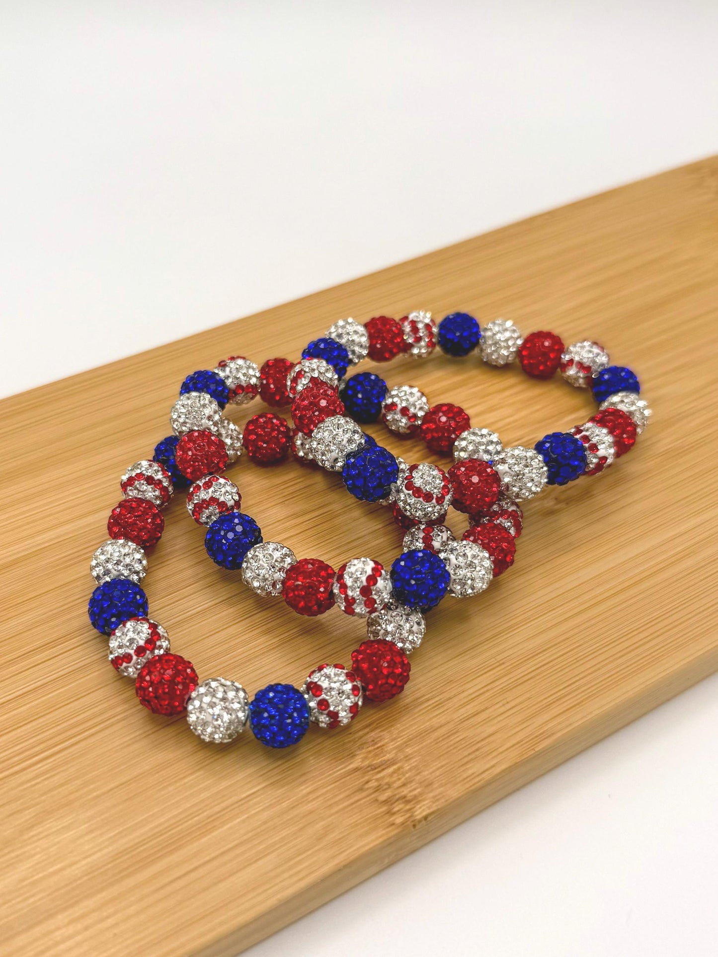 Baseball Drip Rhinestone Bracelet, Red White Blue Sparkle Team Colors Jewelry, Baseball Mom Gift, End of Season Team Gifts