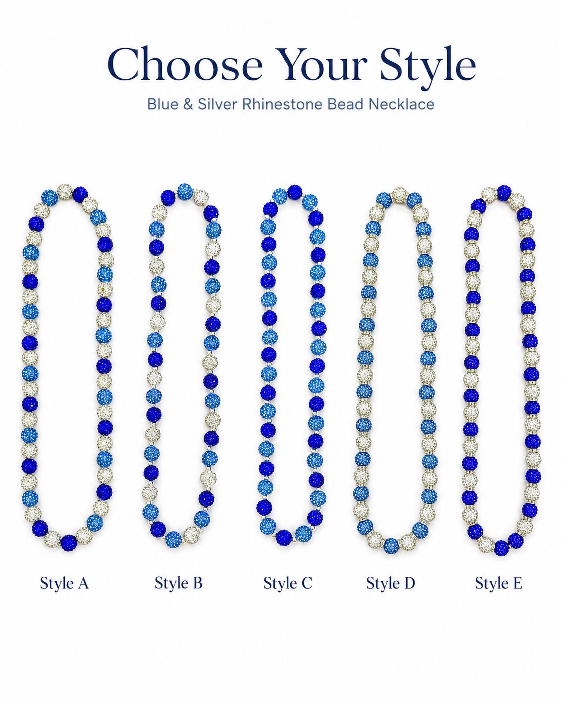 Blue Rhinestone Beaded Necklaces