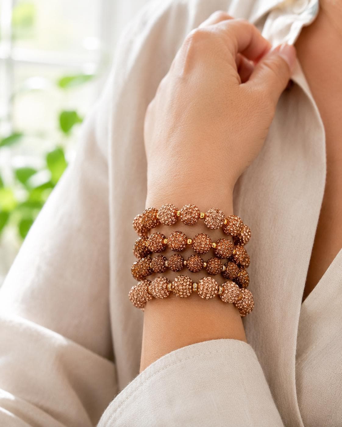 Chocolate Champagne Rhinestone Bracelet