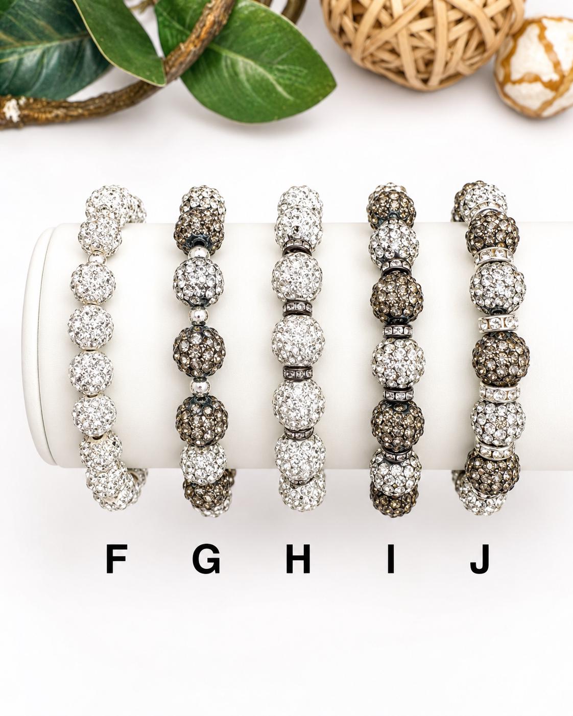 Grey Black White Rhinestone Bracelets