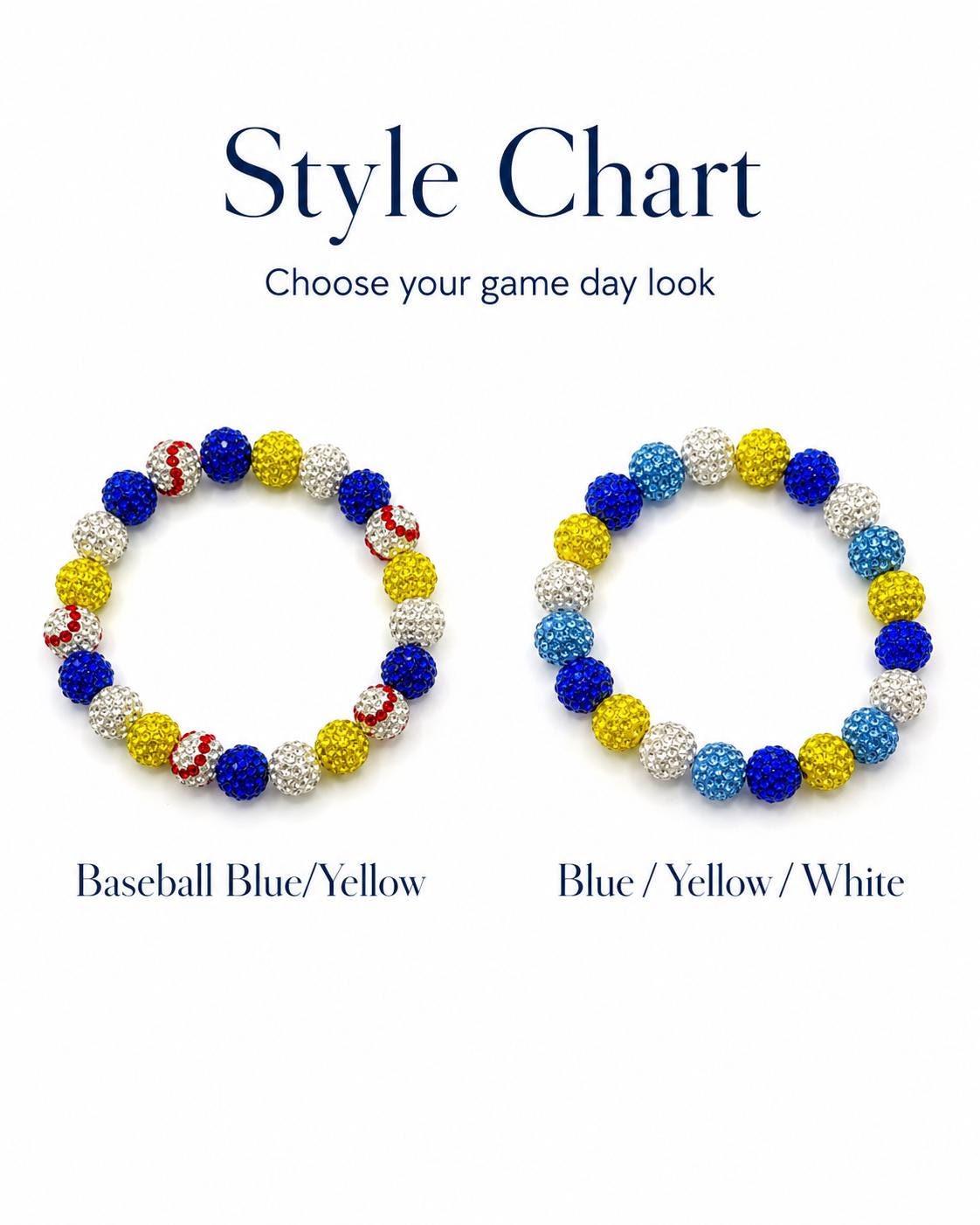 Savannah Baseball Rhinestone Bracelet, Yellow and Blue Team Colors Jewelry, Banana Game Day Bling Stack, Stretchy Sports Mom Gift