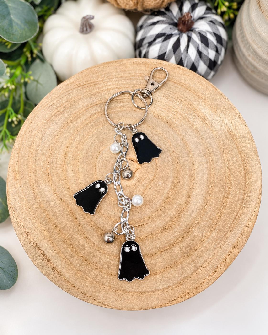 Pink, Black, White Ghost Keychains