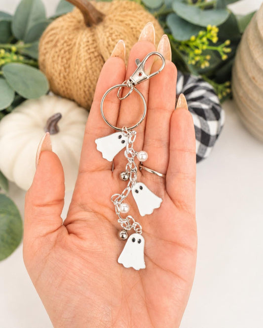 Trendy Silver Ghost Keychains for Every Style!