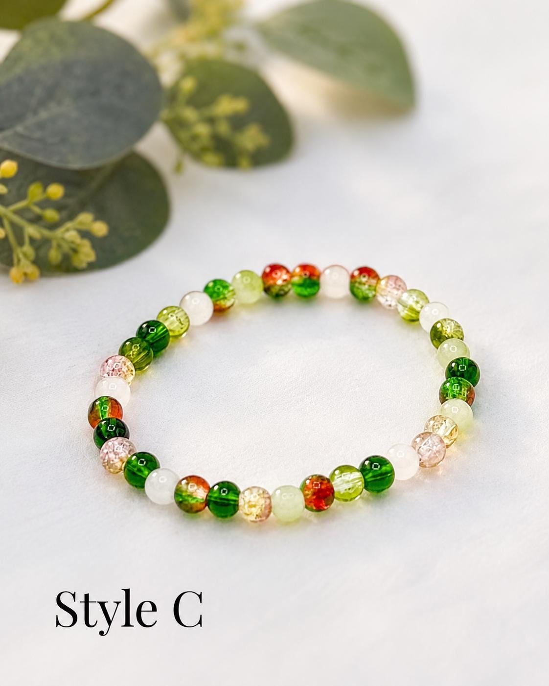 Earthy- Green/Brown Glass Bead Bracelet