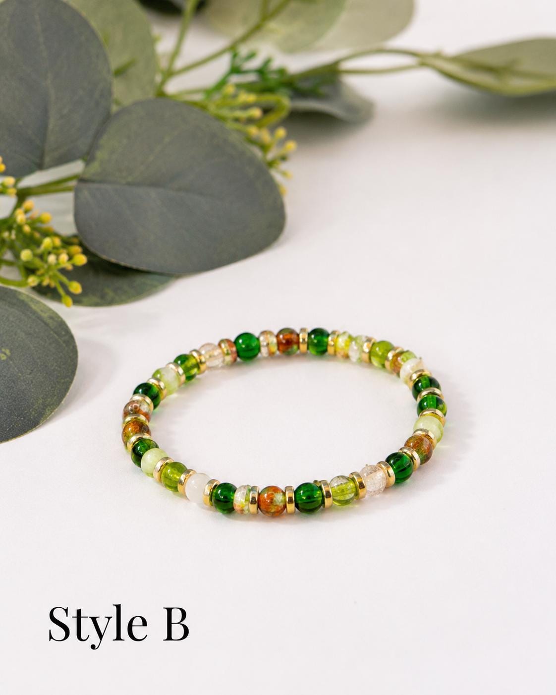 Earthy- Green/Brown Glass Bead Bracelet