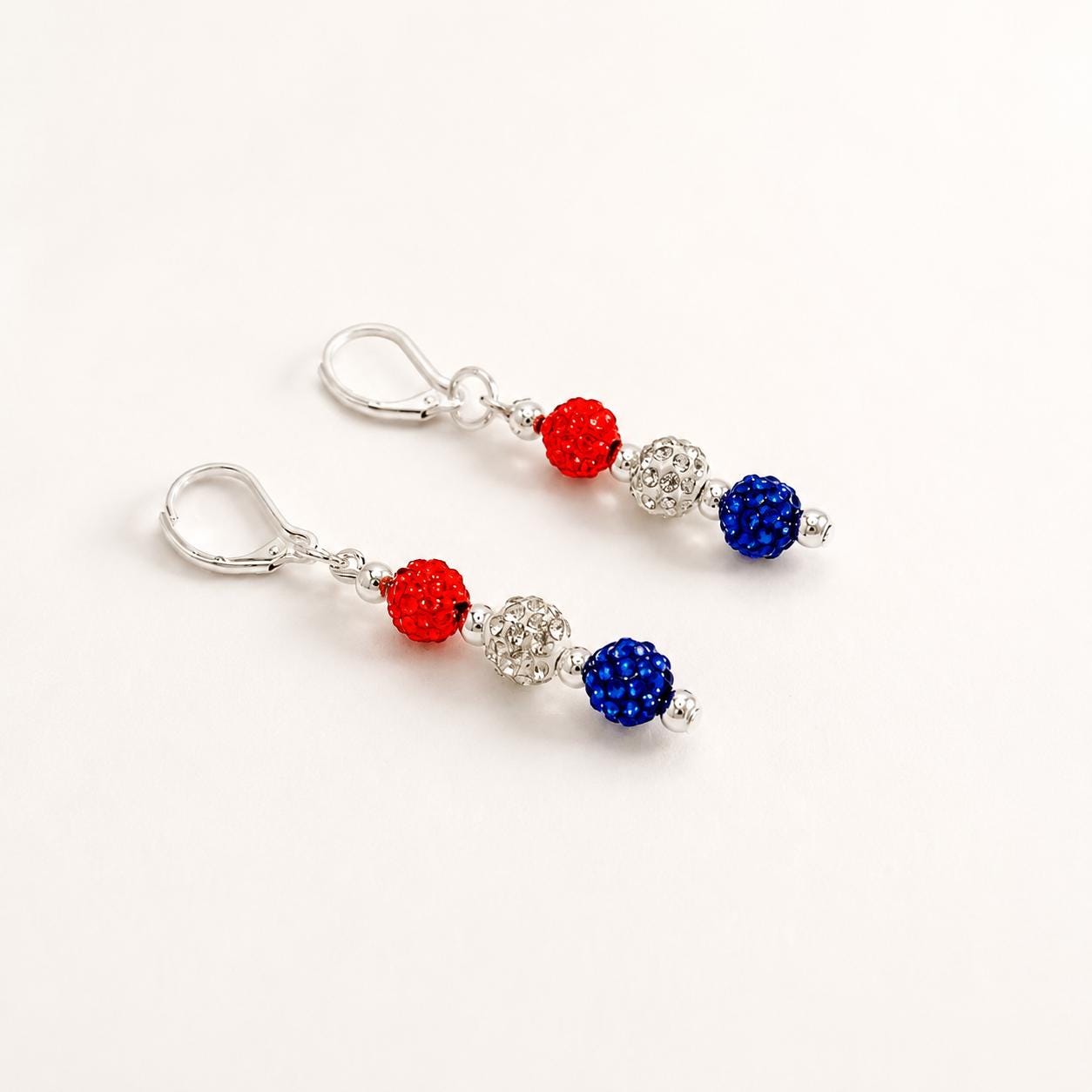 Sparkling Red, White & Blue Rhinestone Earrings - Celebrate in Style!