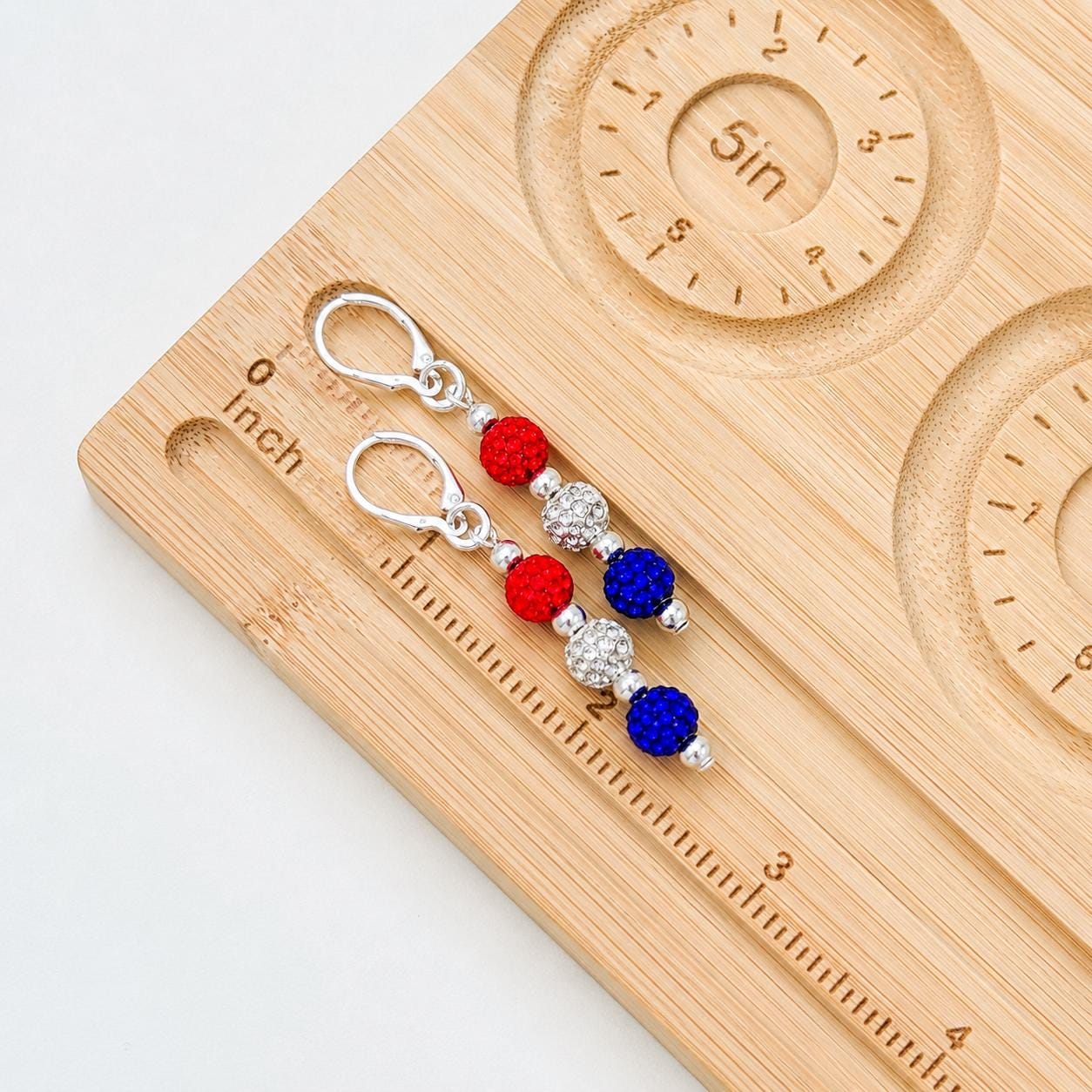 Sparkling Red, White & Blue Rhinestone Earrings - Celebrate in Style!
