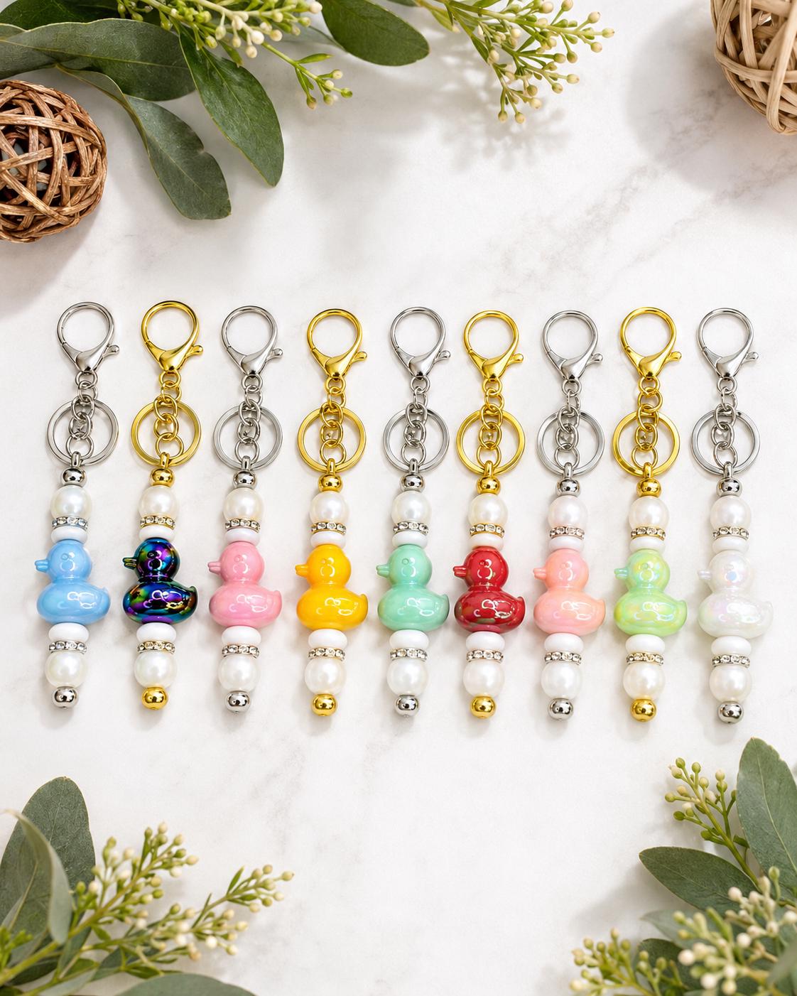 Iridescent Duck Beaded Keychain