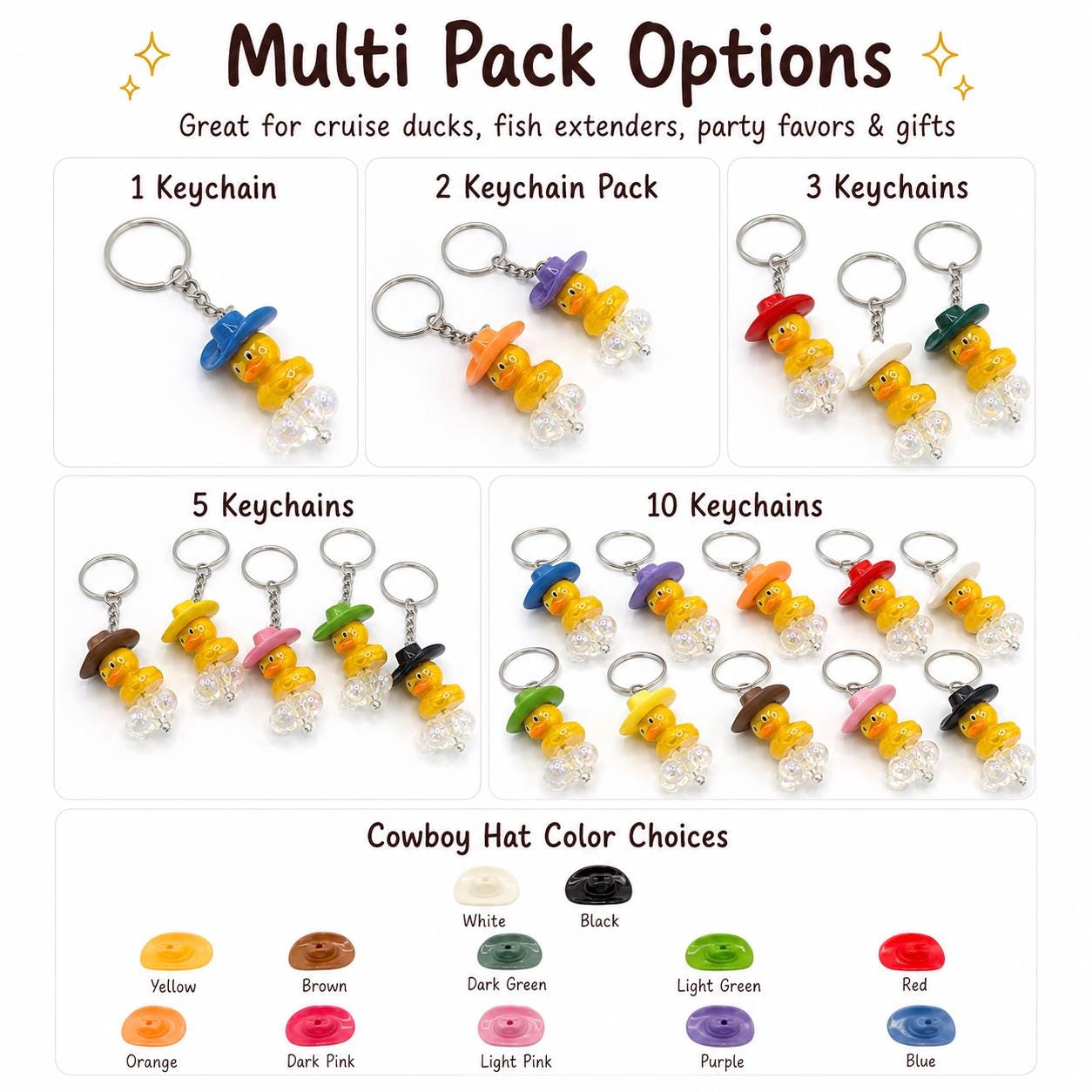 Cowboy Cruising Duck Keychains, Bulk Cruise Ship Hiding Ducks, Western Theme Jeep Ducking Charm, Fish Extender Gift, Vacation Cabin Favors