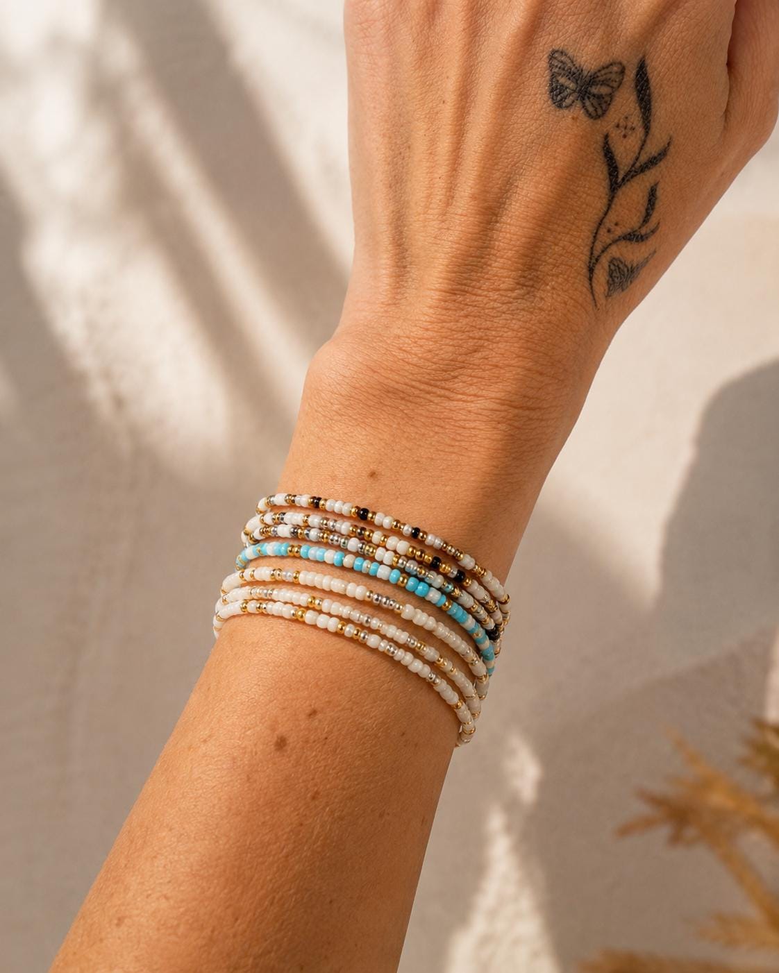 Beach to Night Jewelry- 2mm Glass Seed Bead Bracelet, Multiple Designs, Stretchy Stack Bracelet