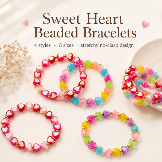 Sweet Heart Beaded Bracelets - Love in Every Style! - Stretchy, No Clasp Design