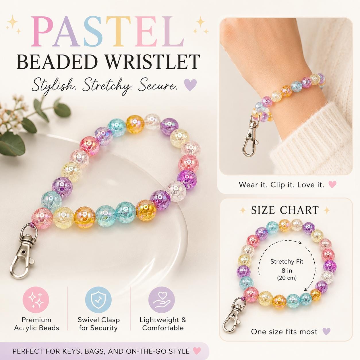 Pastel Beaded Phone Wristlet