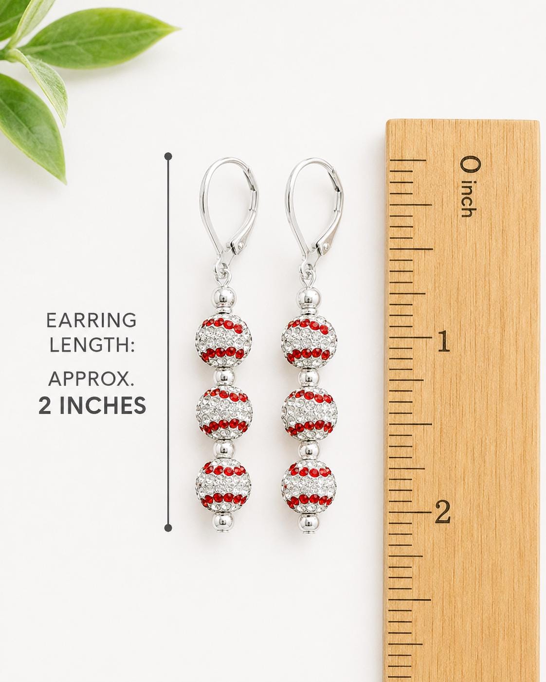 Rhinestone Baseball Earrings