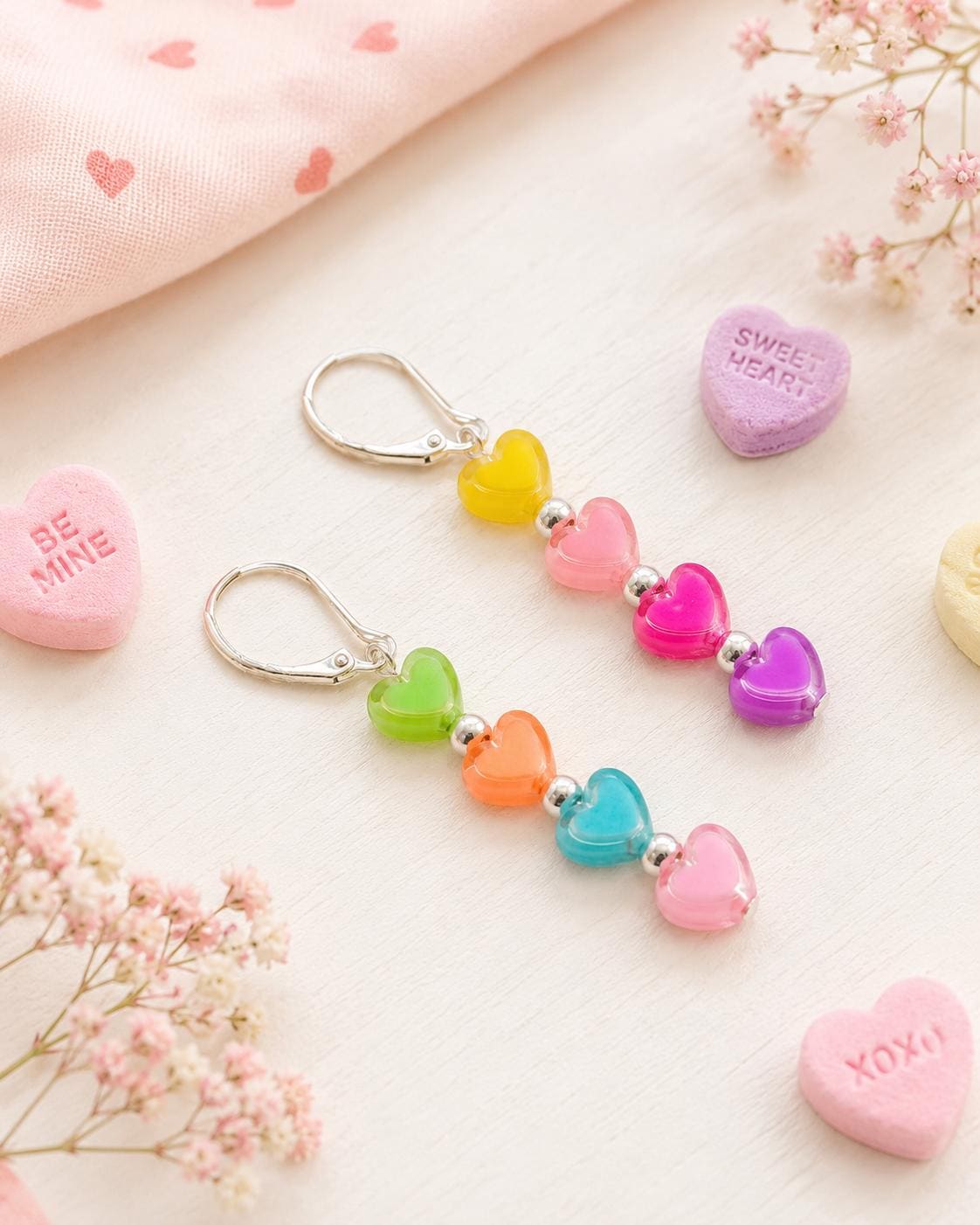 Pastel Candy Heart Earrings