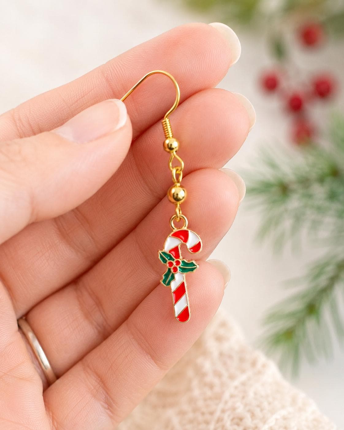 Candy Cane Dangle Earrings