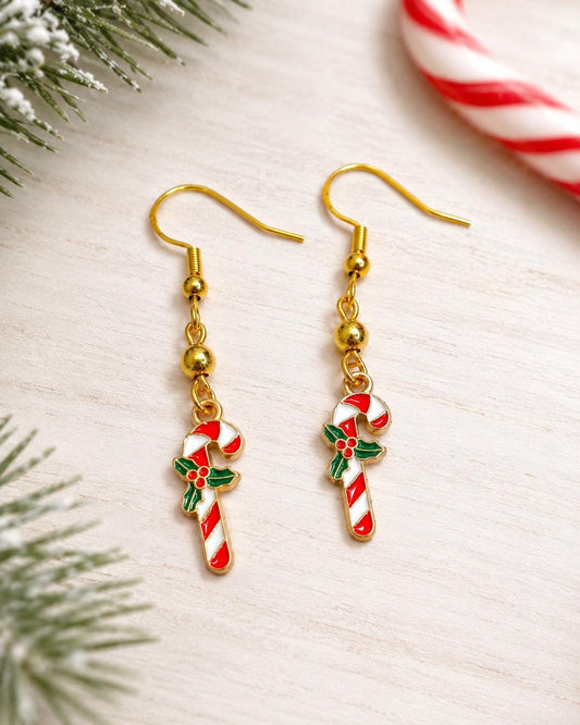 Candy Cane Dangle Earrings