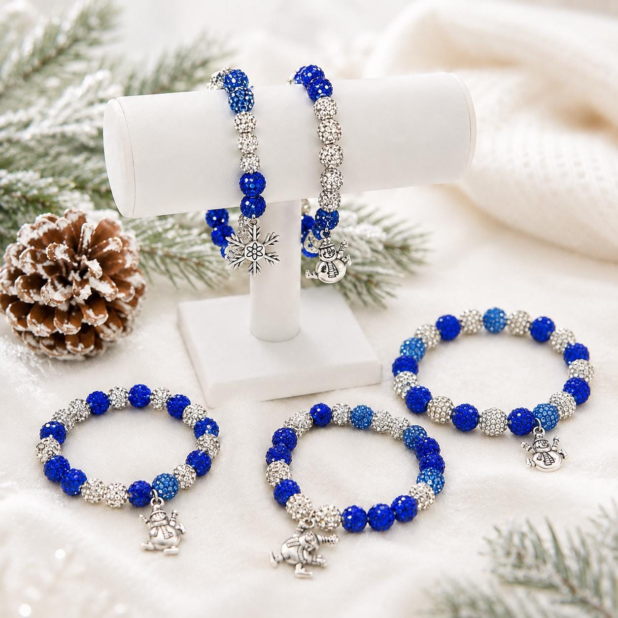 Blue Snowflake Rhinestone Bracelet