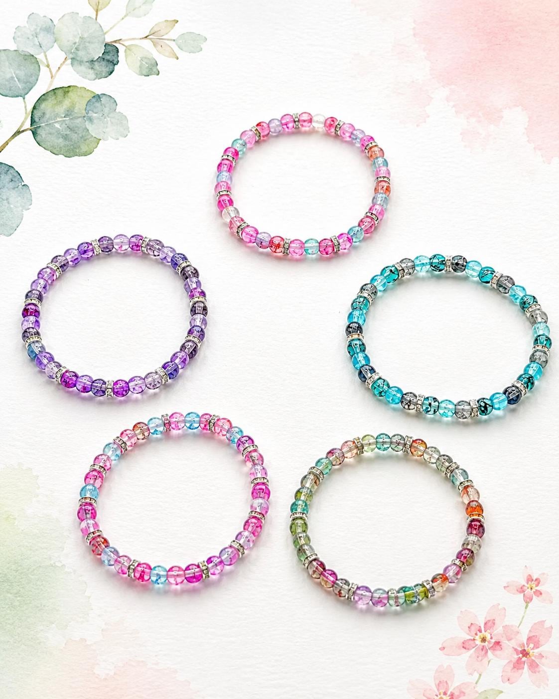 Watercolor Glass Bead Bracelets