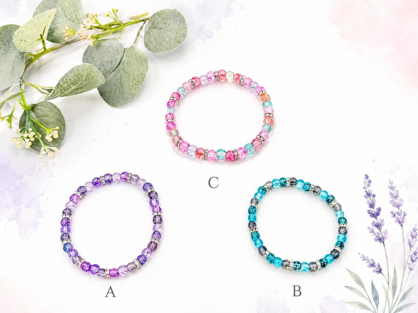 Watercolor Glass Bead Bracelets
