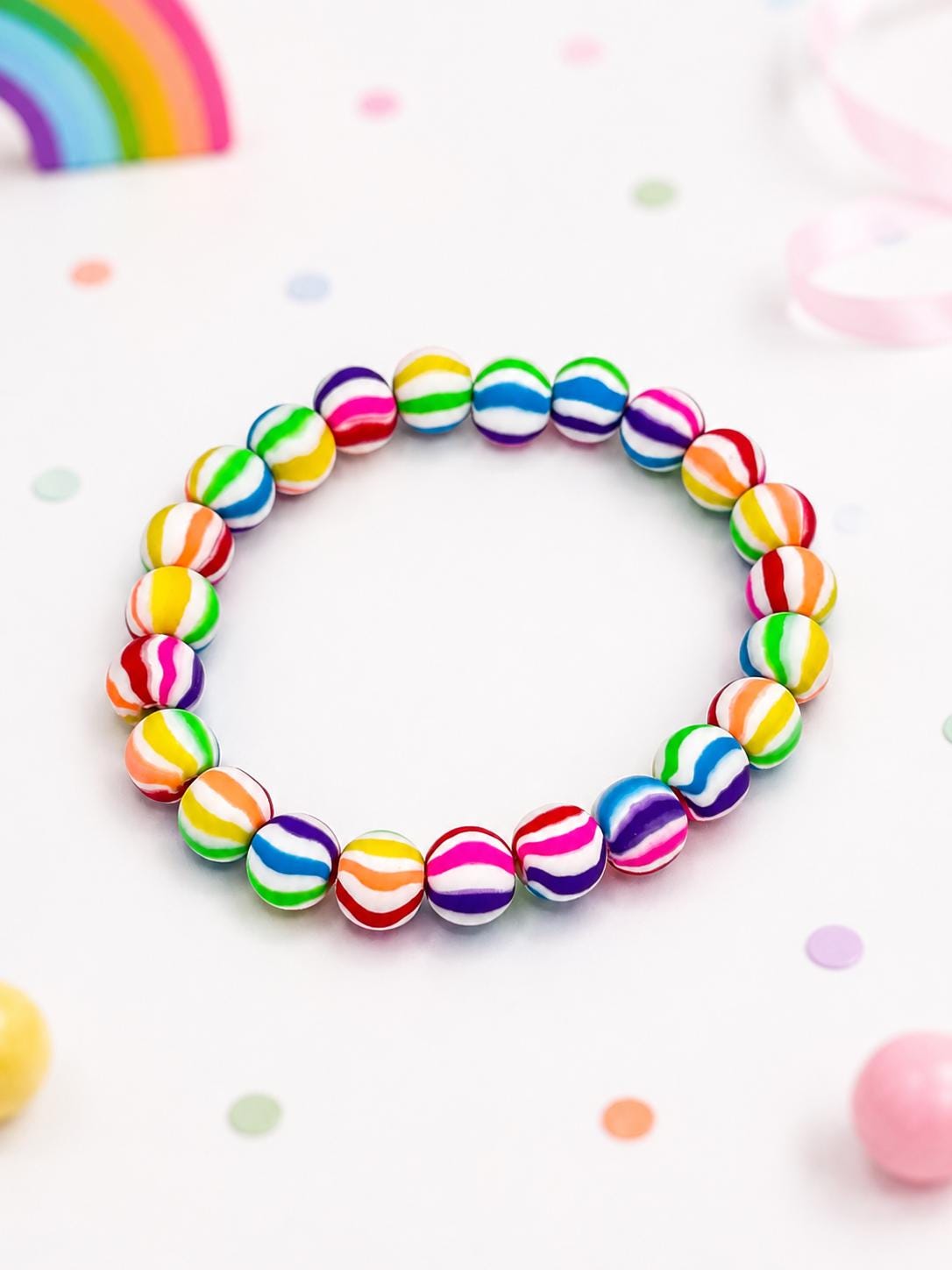 Rainbow Stripe Clay Bracelet
