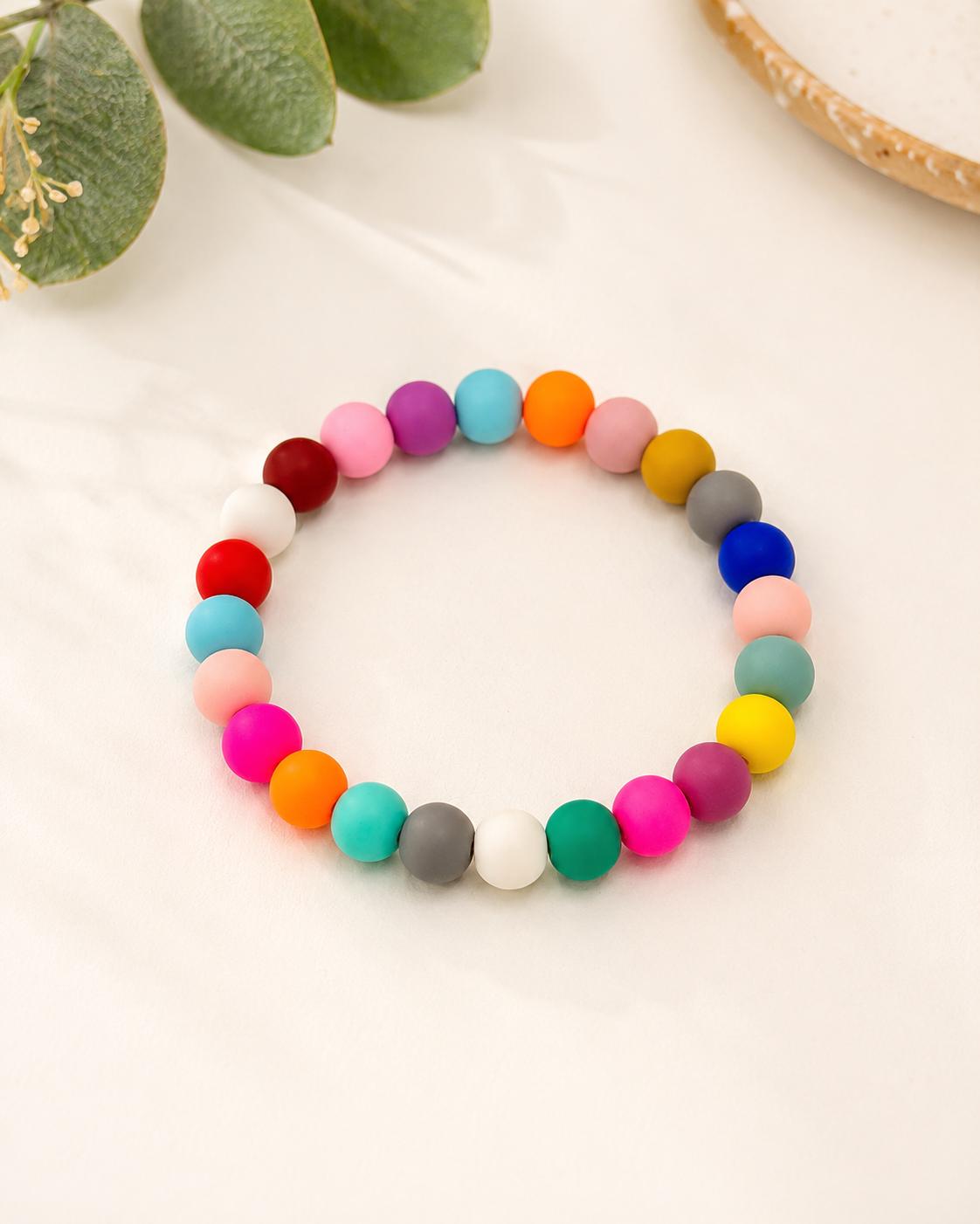 Retro Multi Color Clay Bracelet- Rustic Rainbow