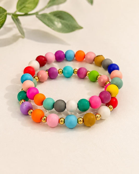 Retro Rustic Multi Color Bracelets in Vibrant Colors! - Stretchy, No Clasp Design