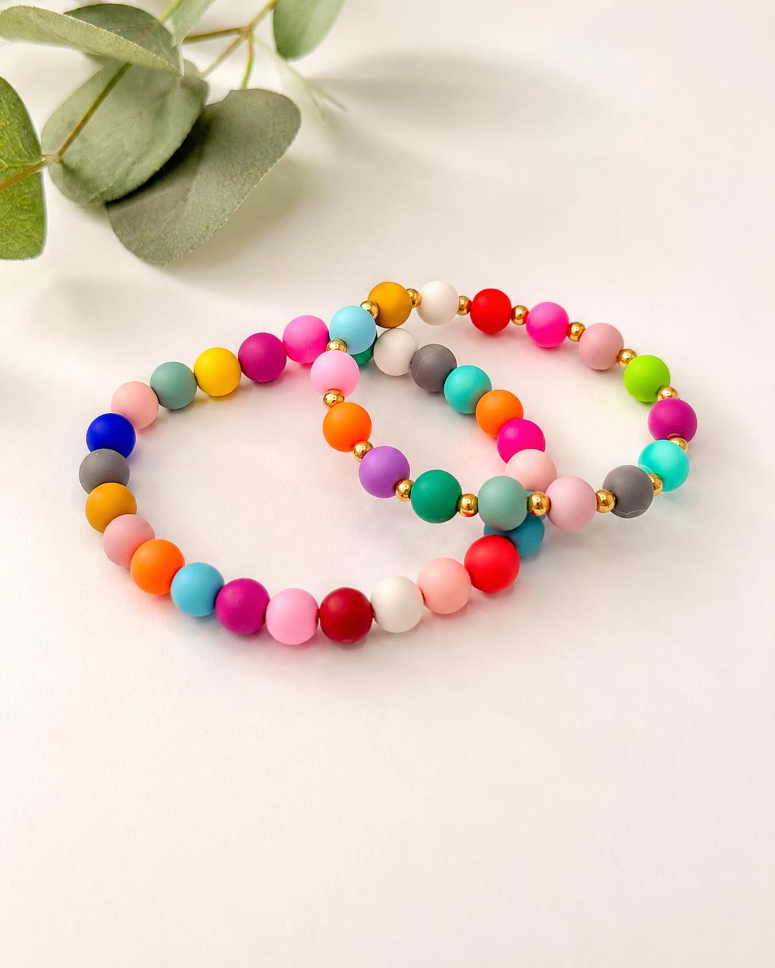 Retro Multi Color Clay Bracelet- Rustic Rainbow