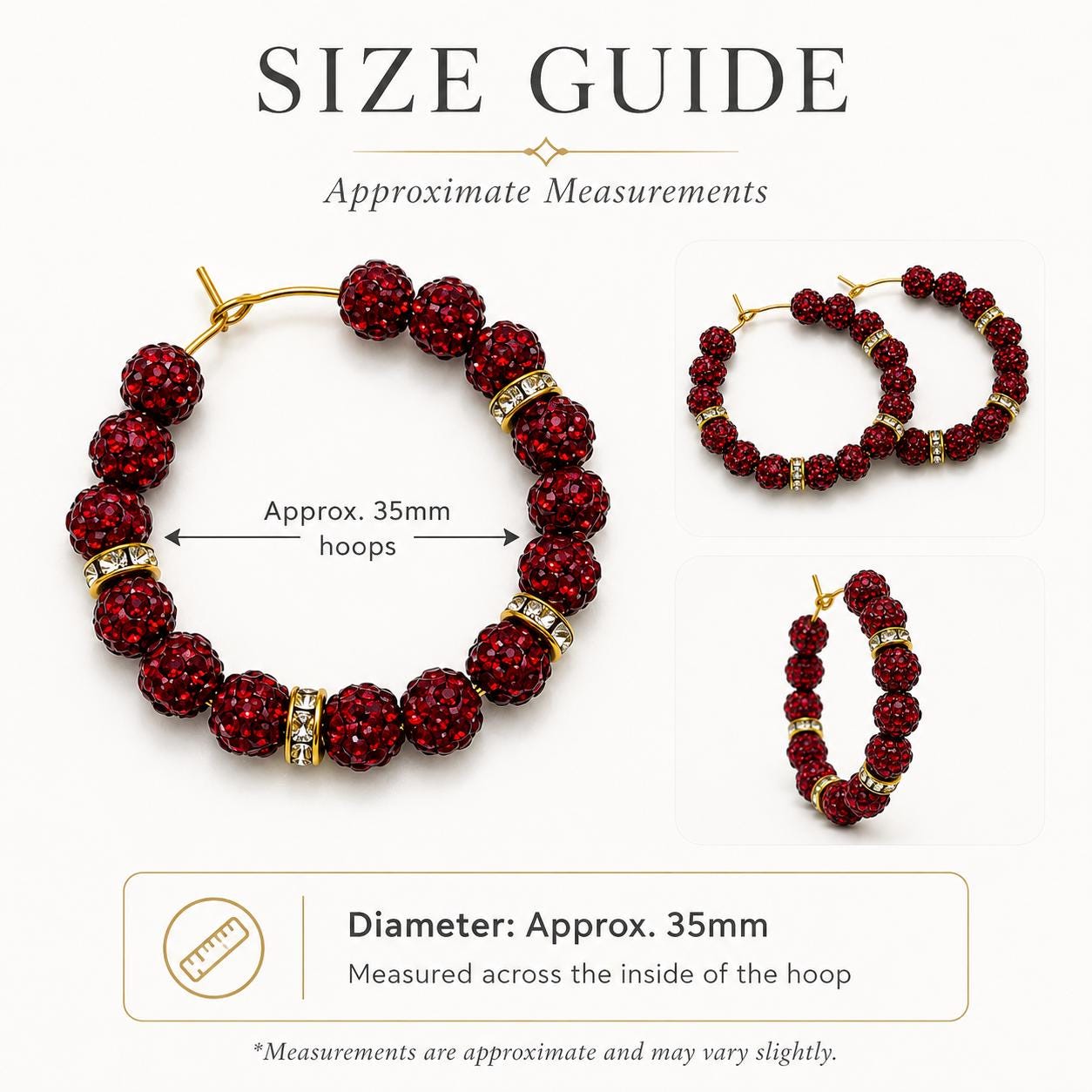 Red Rhinestone Hoop Earrings