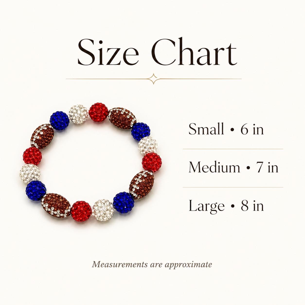 Football Rhinestone Bracelet, Red White Blue Bead Bracelet, Sparkly Game Day Jewelry, Football Mom Gift