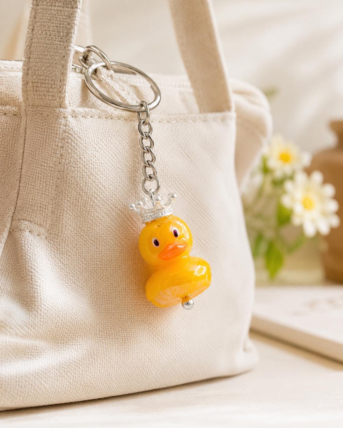 Royal Duck Keychain, Crown Yellow Duck Bag Charm, Cute Princess Queen Cruise Duck Key Ring, Crown Color Choice