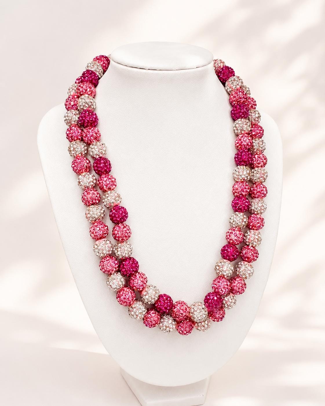Pink & White Rhinestone Necklaces