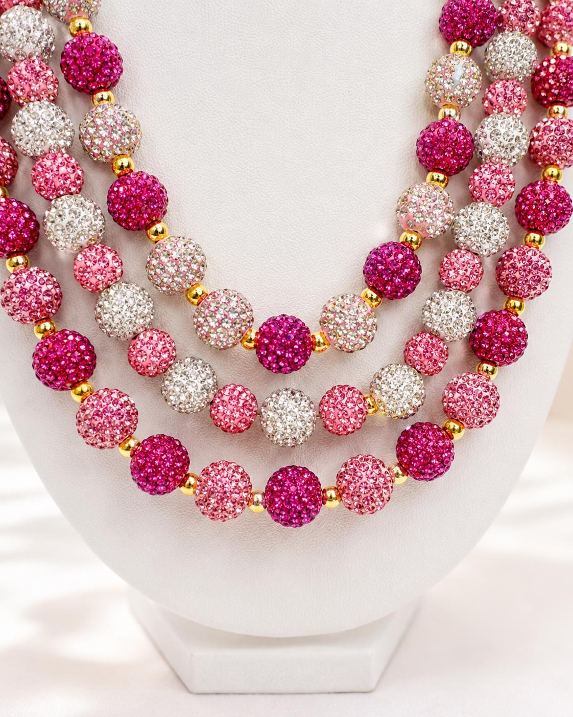 Pink & White Rhinestone Necklaces