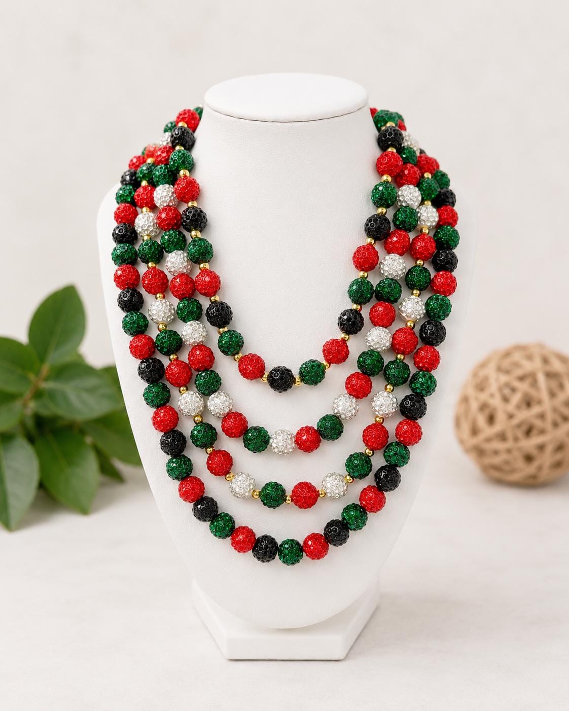 Holiday Rhinestone Beaded Necklaces