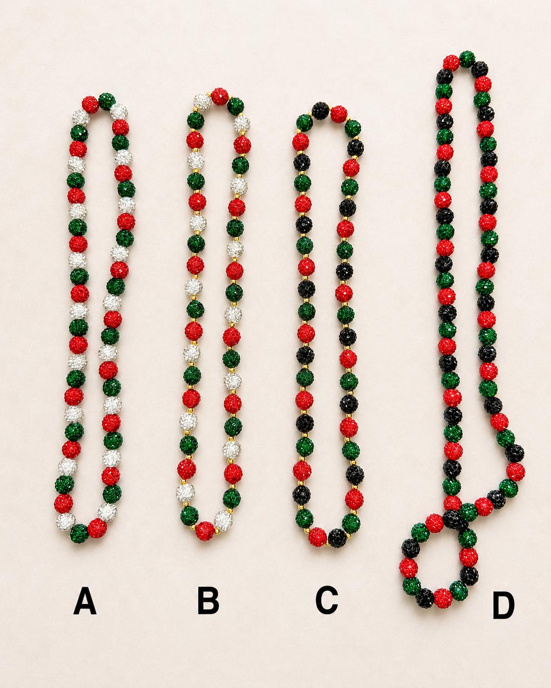 Holiday Rhinestone Beaded Necklaces