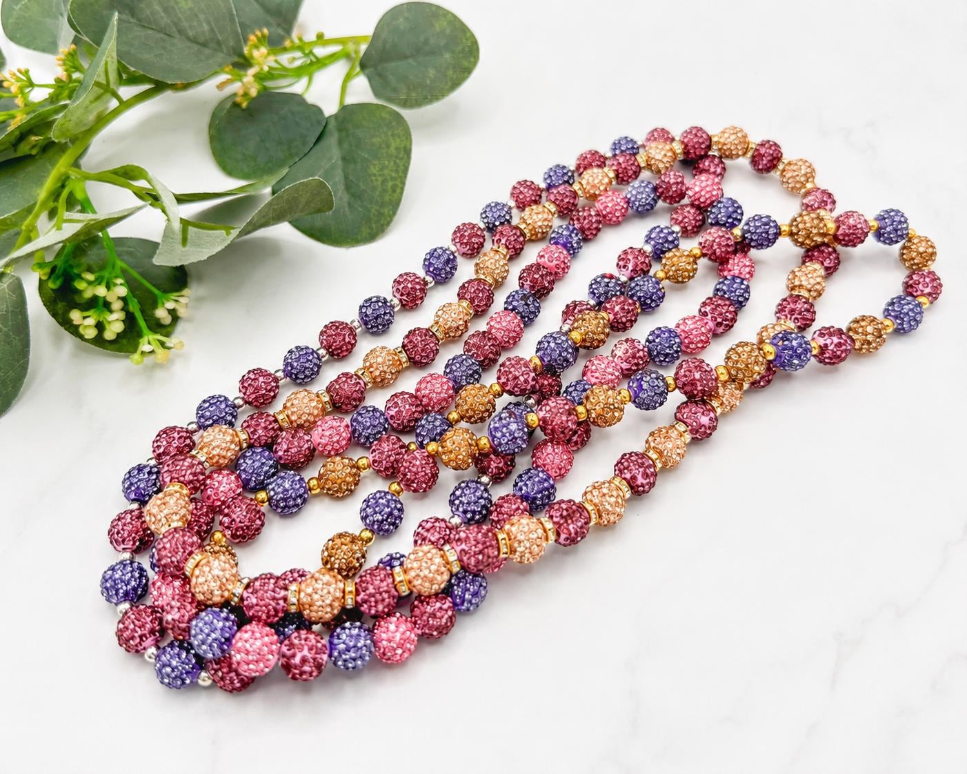 Purple Champagne Rose Rhinestone Necklaces