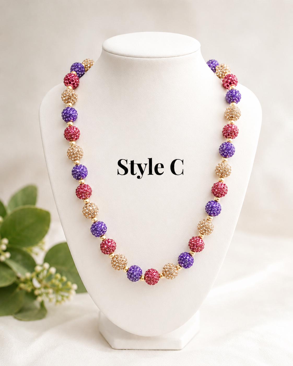 Purple Champagne Rose Rhinestone Necklaces