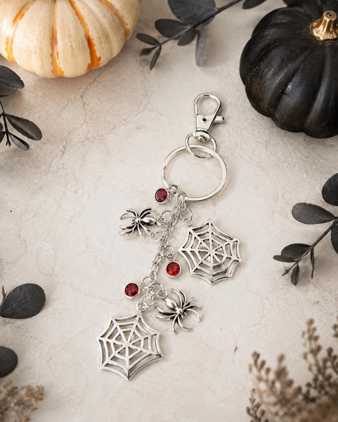 Silver Spider Web Keychains