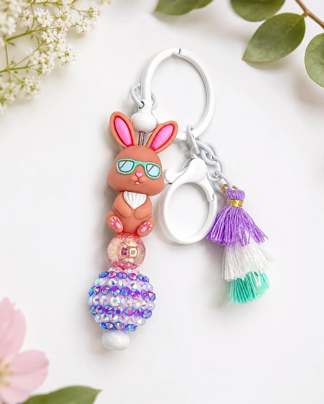 Easter Gnome & Bunny Beaded Keychains