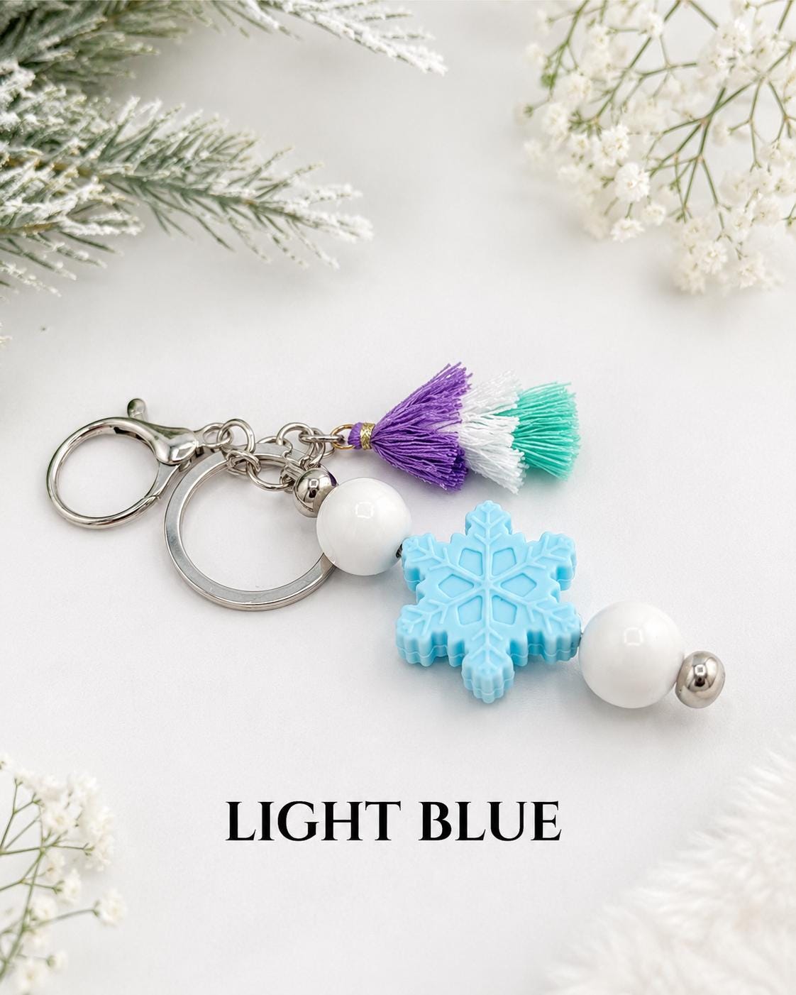 Snowflake Beaded Keychains