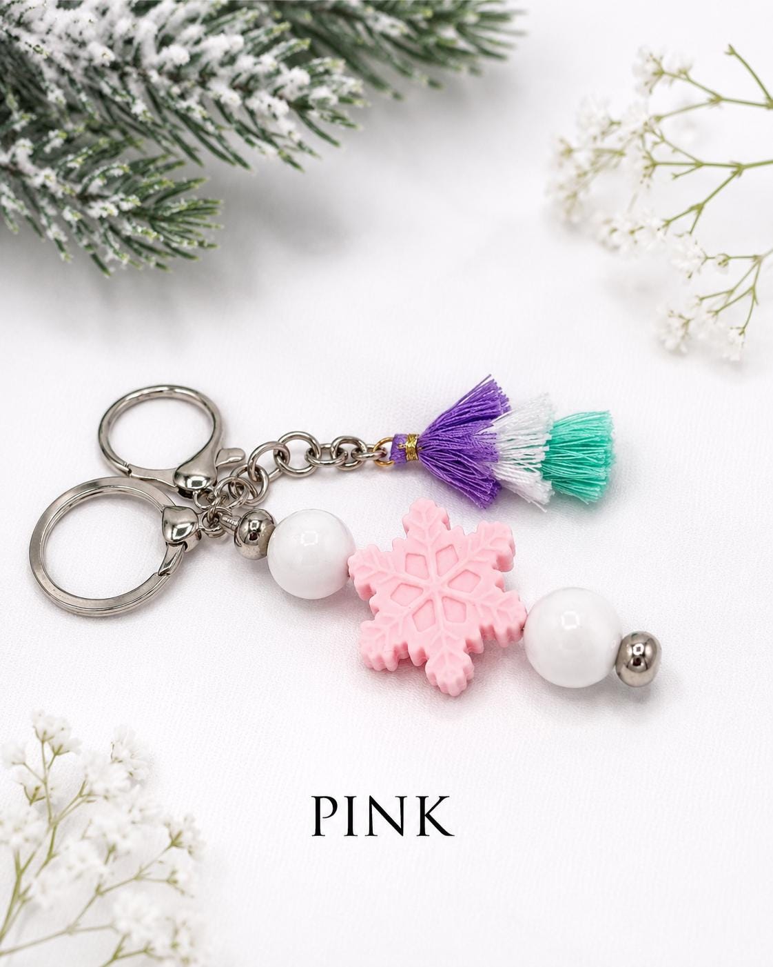 Snowflake Beaded Keychains