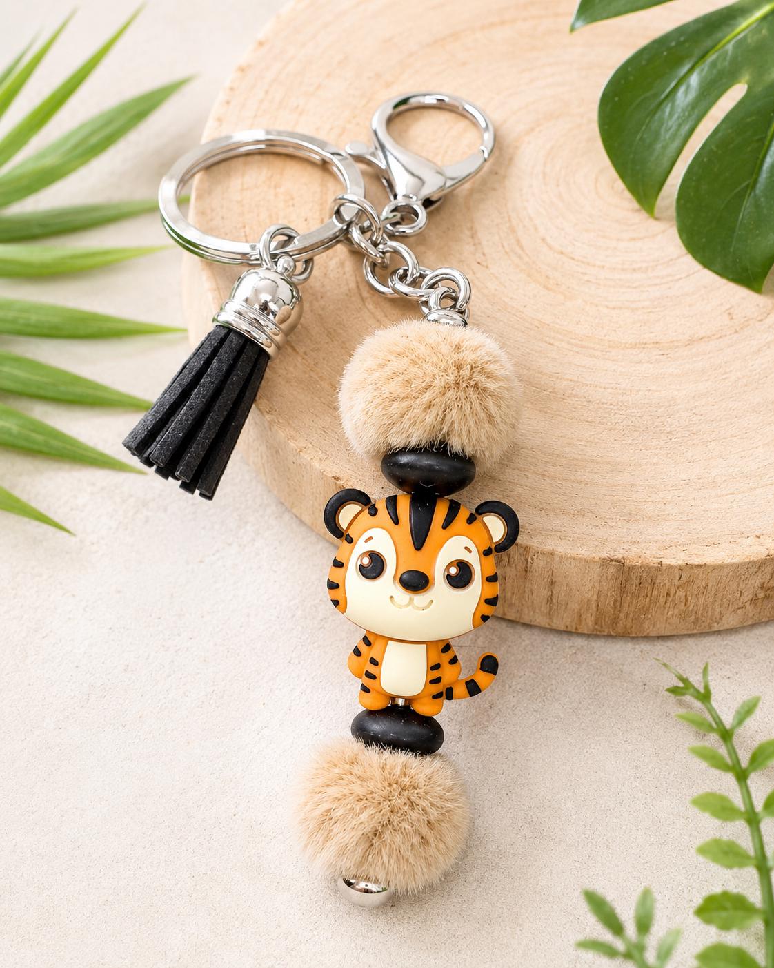 Fuzzy Tiger Keychain