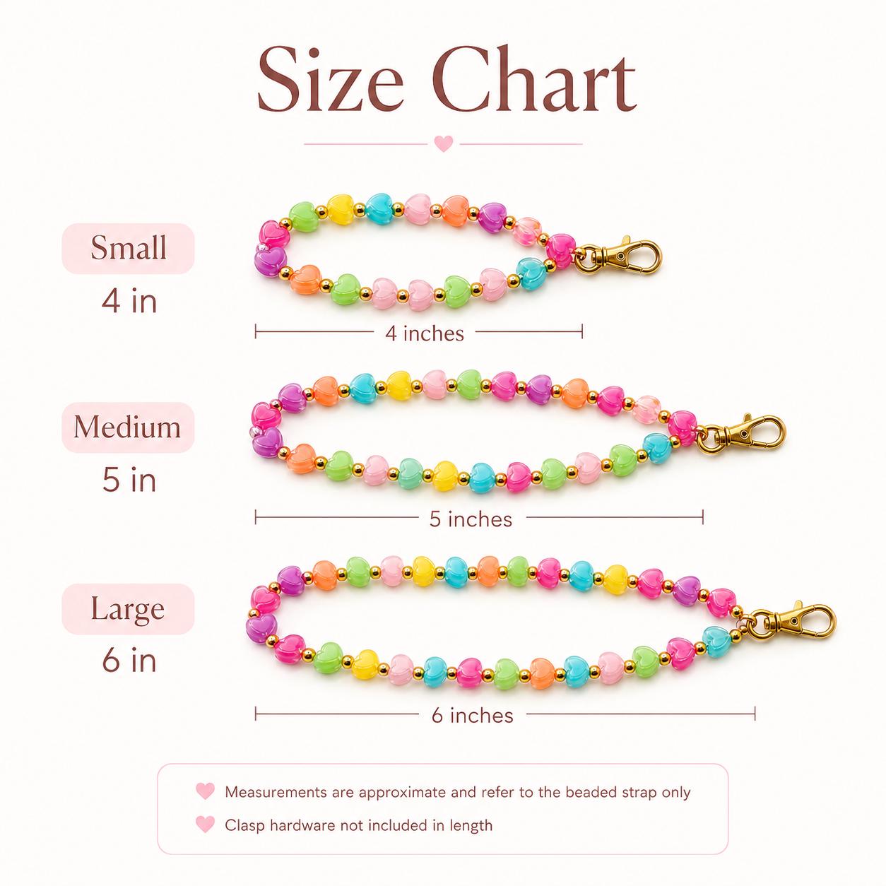 Pastel Candy Hearts Beaded Phone Wristlet