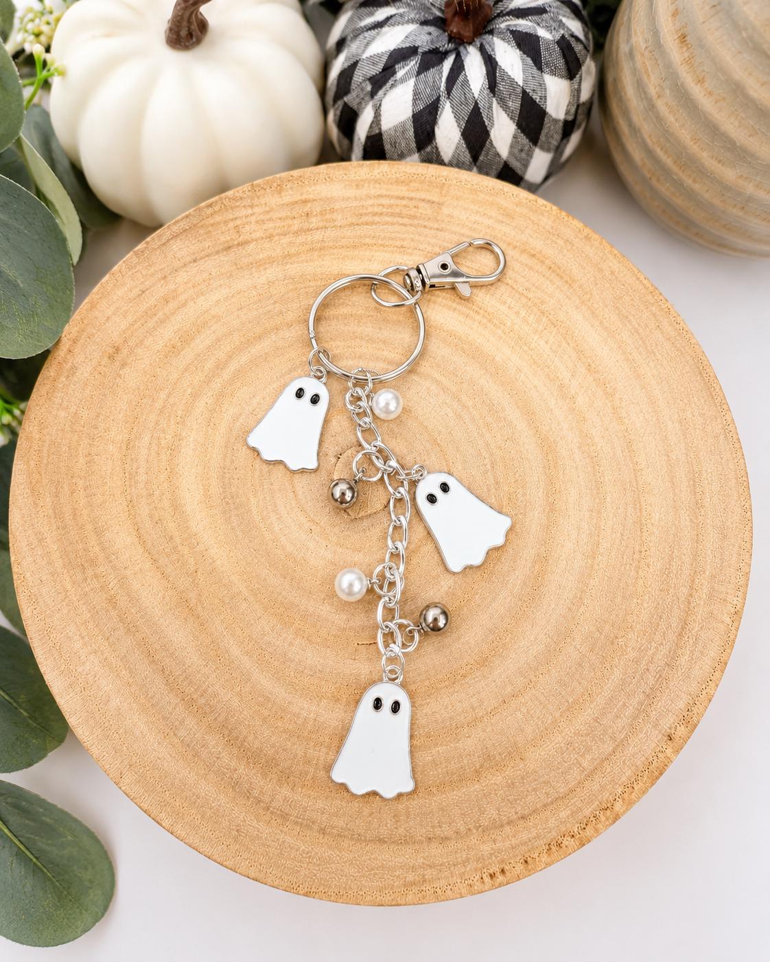 Pink, Black, White Ghost Keychains